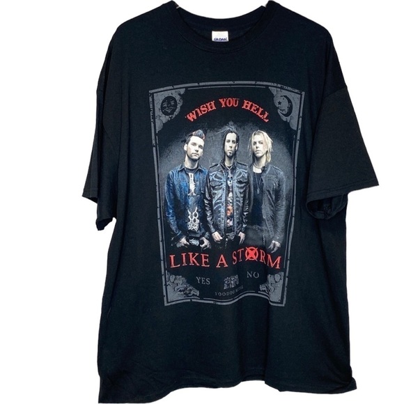Wish you Hell Like a Storm New Zealand Concert Metal Gothic T Shirt - Picture 1 of 10